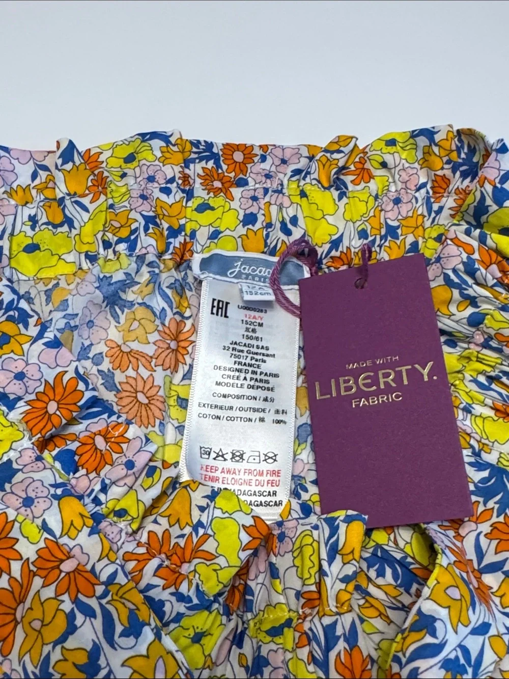 Jacadi Floral Tie-Waist Shorts - Yellow, Orange, Blue